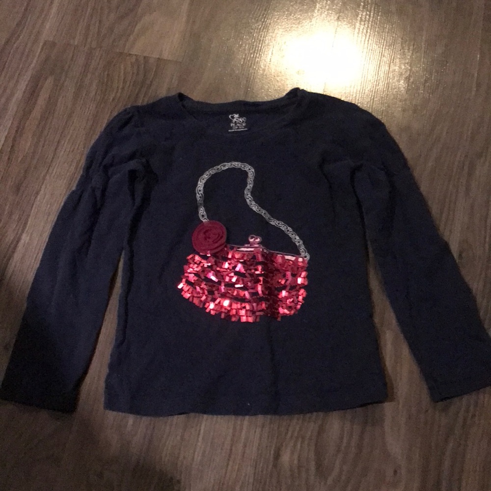 The Children’s Place Navy long sleeve with purse decal and flip sequins